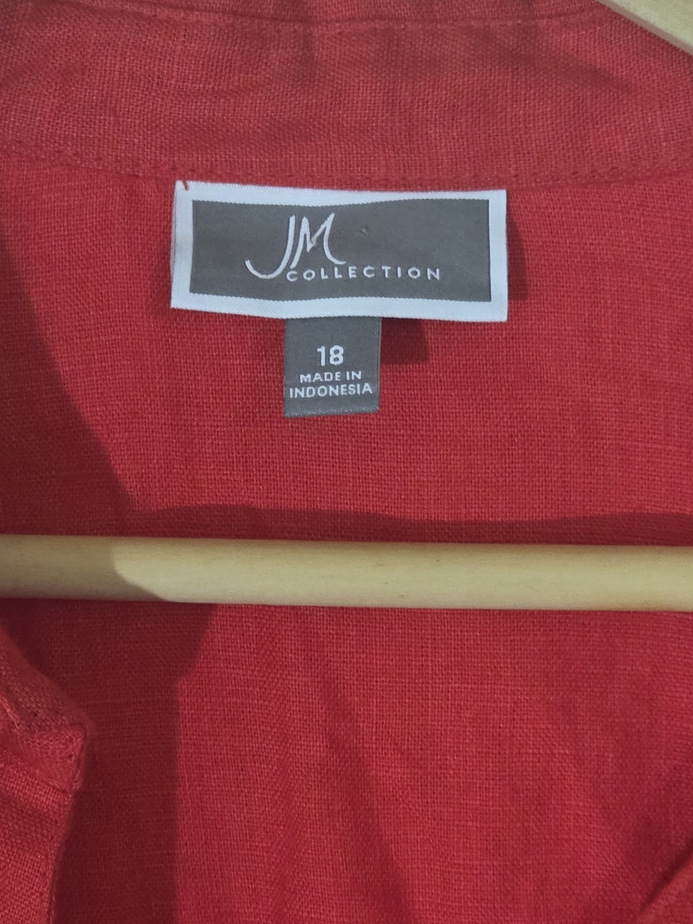 JM Collection Red 100% Linen Button-Up Shirt - Picture 3 of 4